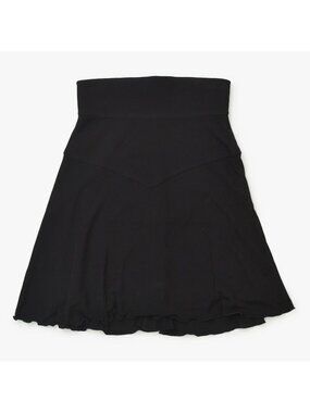Chanel Boutique Black Skirt Flare Mellow Polished Rayon Vintage